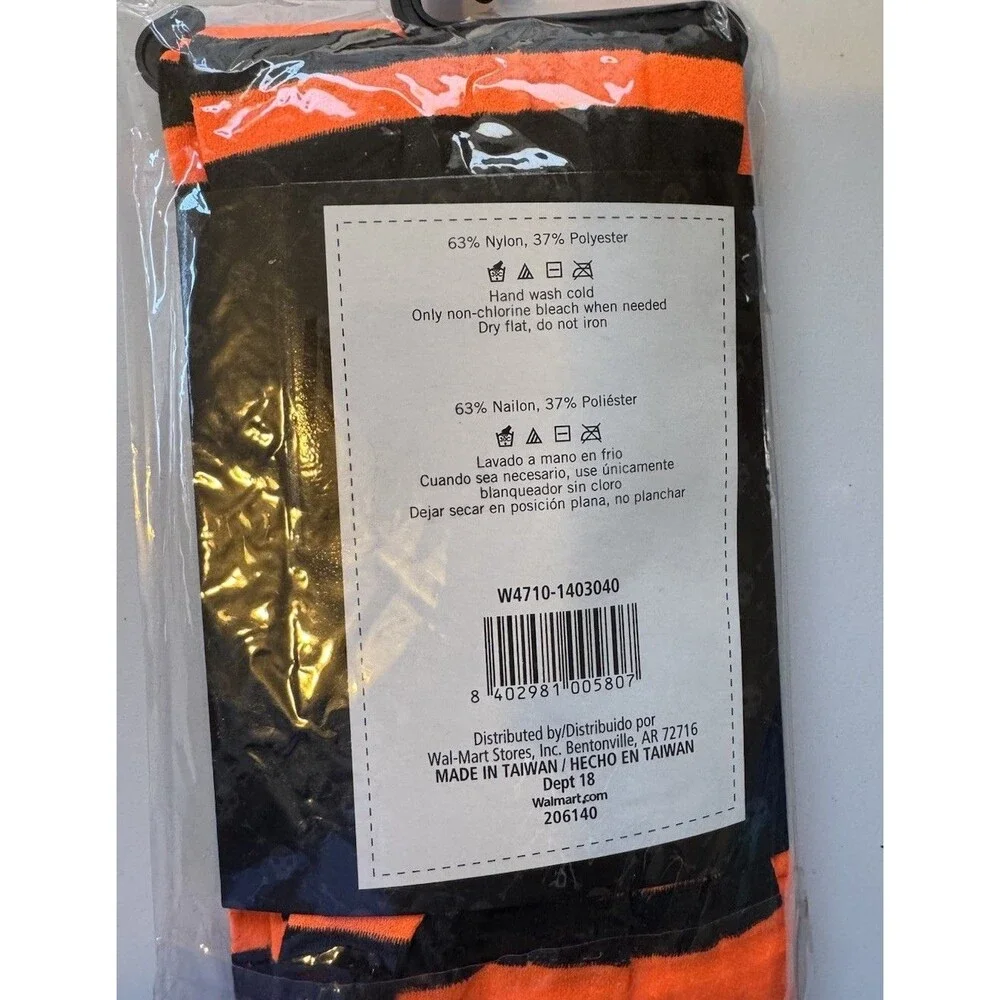 New Wonderland Costumes Girls Striped Tights Orange and Black Size Medium 7-10